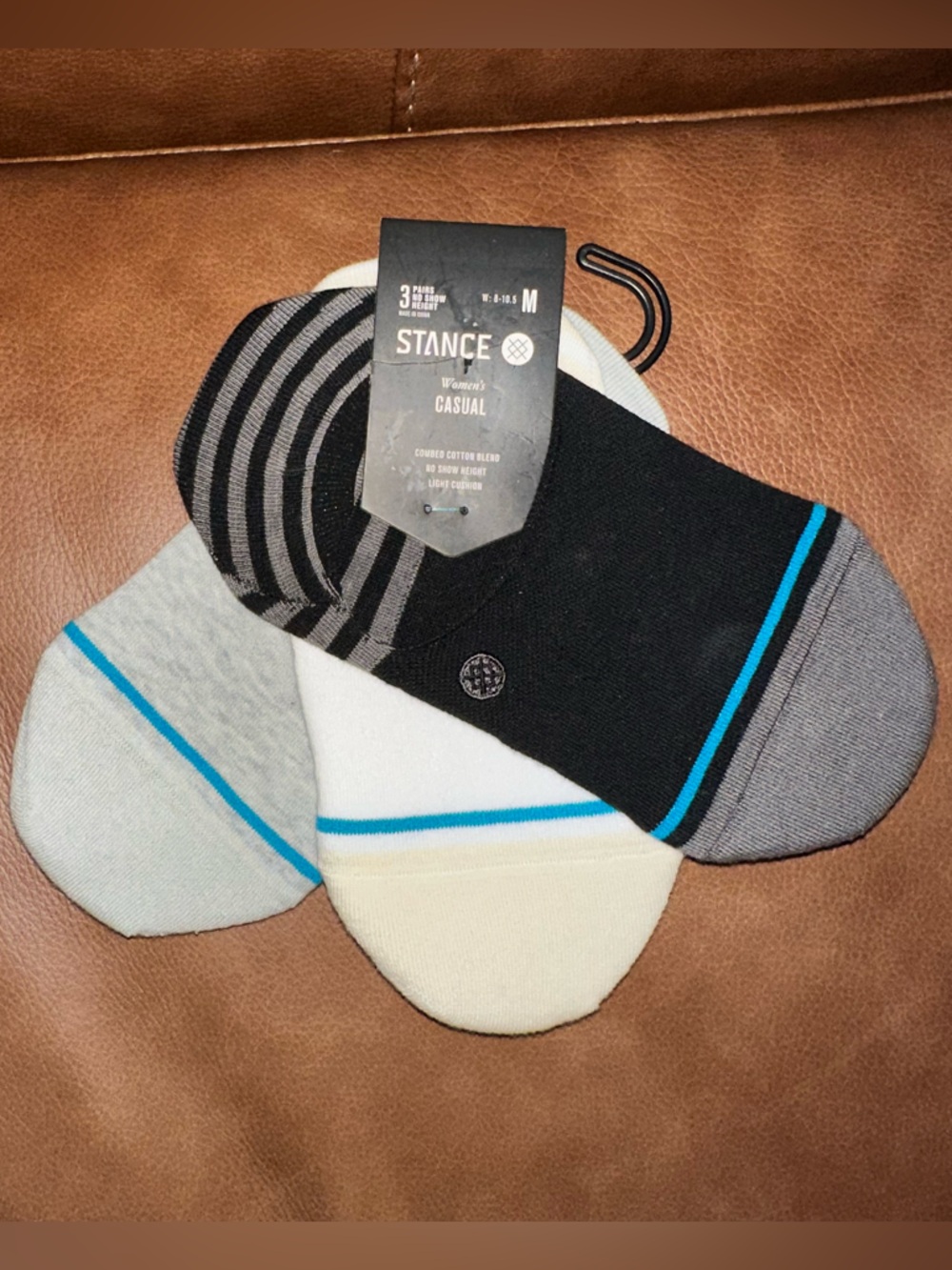 NEW Stance Sensible Women’s 3-Pack No-Show Socks Black, White, Gray Blue Accent